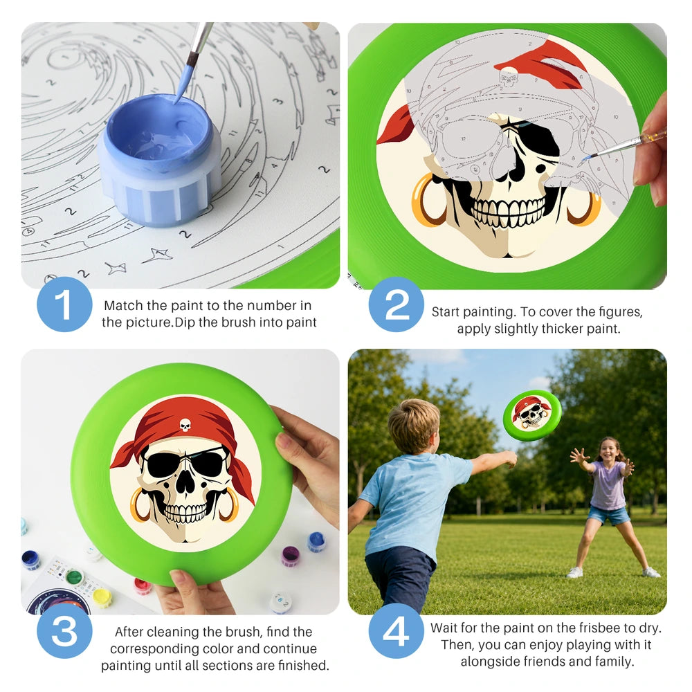 
Paint by Numbers - Frisbee | Pirate Skull in Red