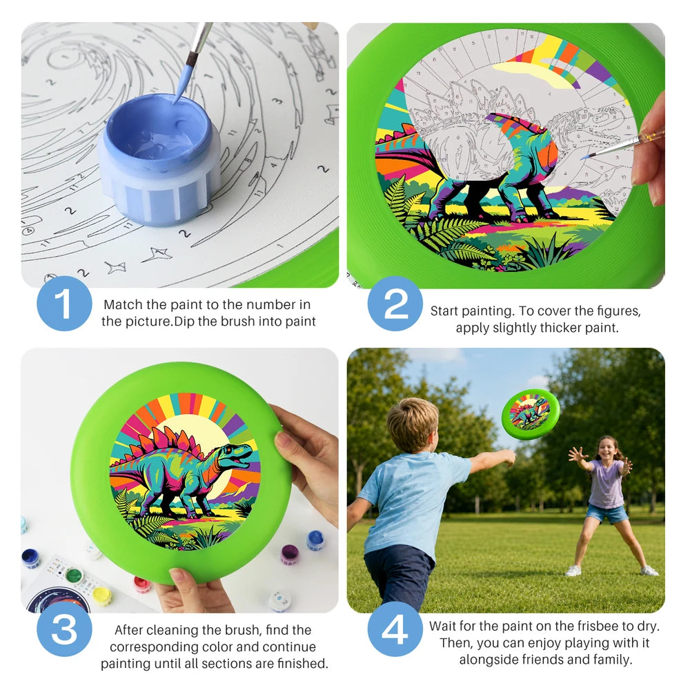 
Paint by Numbers - Frisbee | Rainbow Stegosaurus