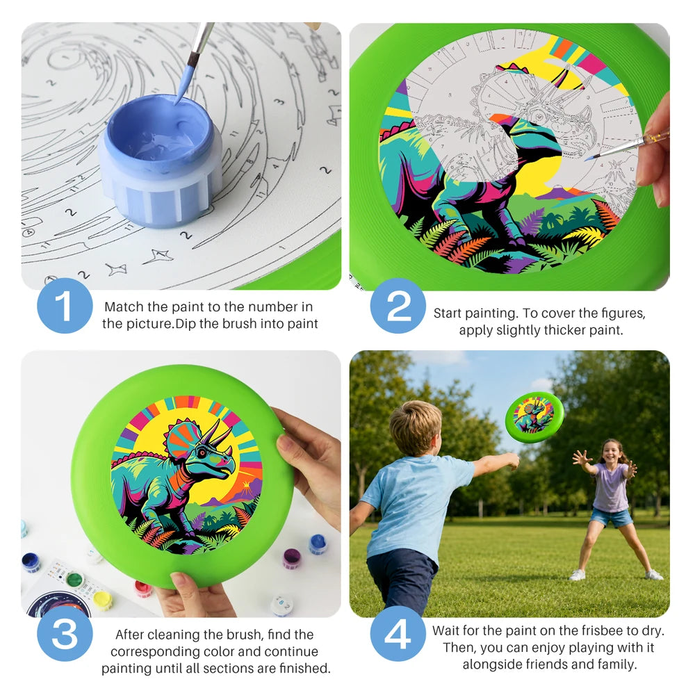
Paint by Numbers - Frisbee | Rainbow Triceratops