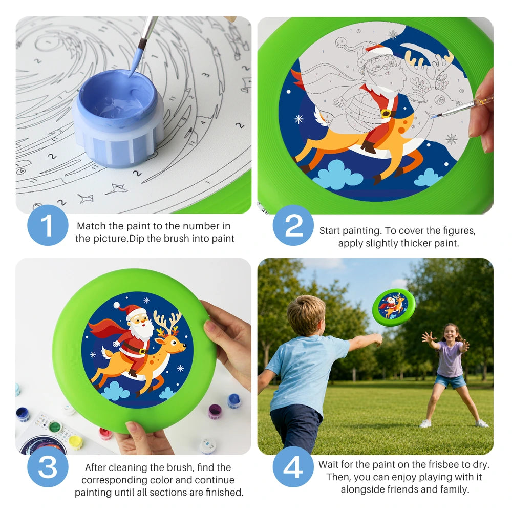 
Paint by Numbers - Frisbee | Santa and Reindeer in the Sky