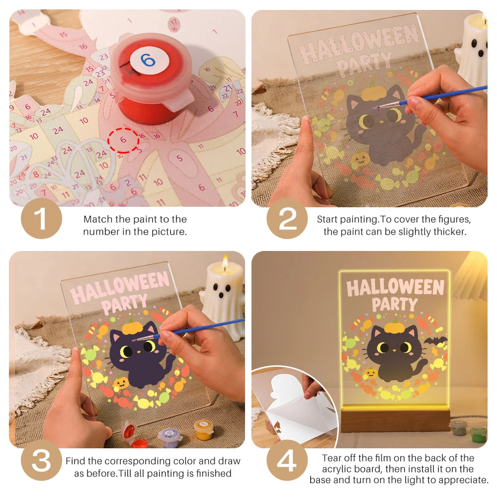 Paint by Numbers - Halloween Light | Halloween Party Kitten