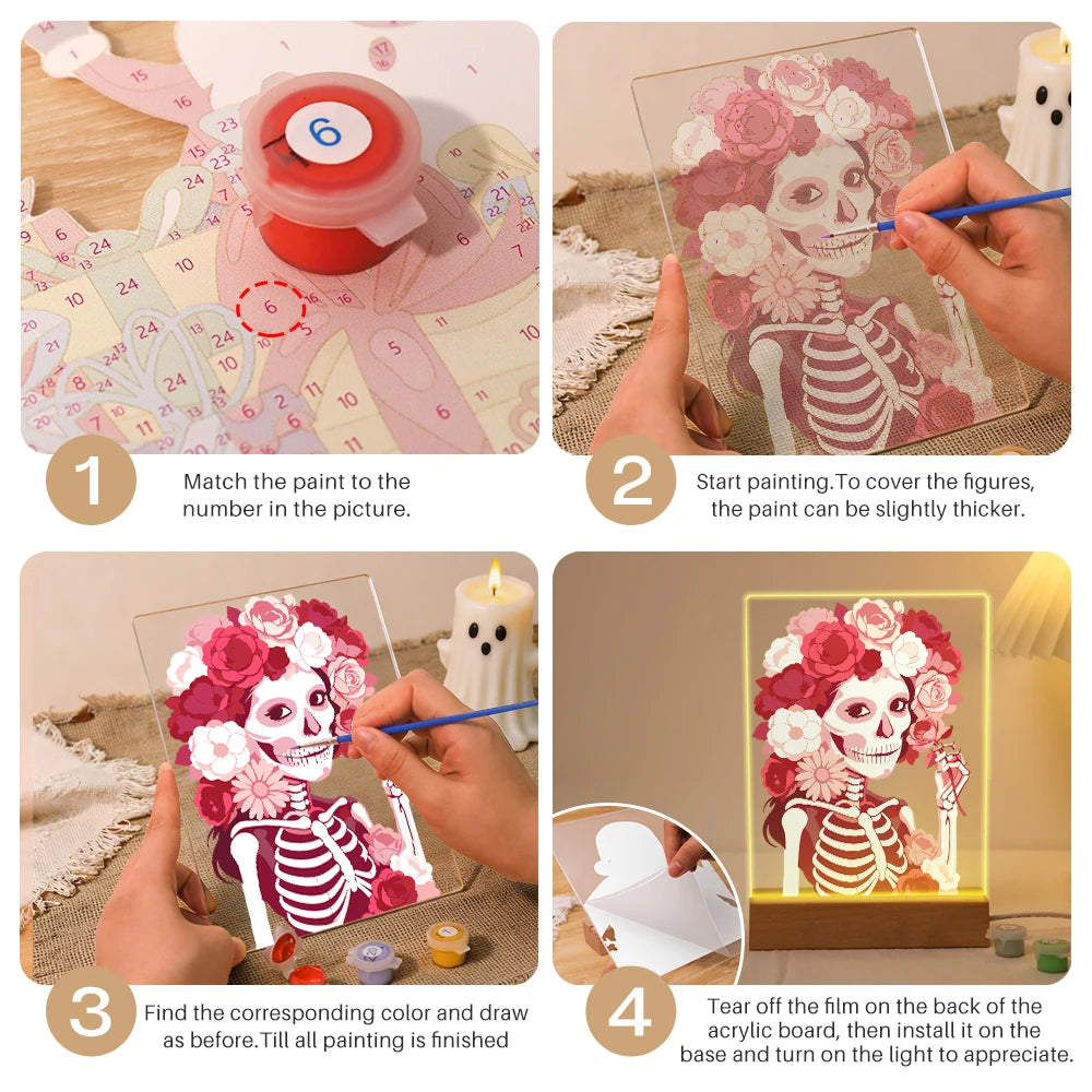 
Paint by Numbers - Halloween Light | Rose Skull Lady