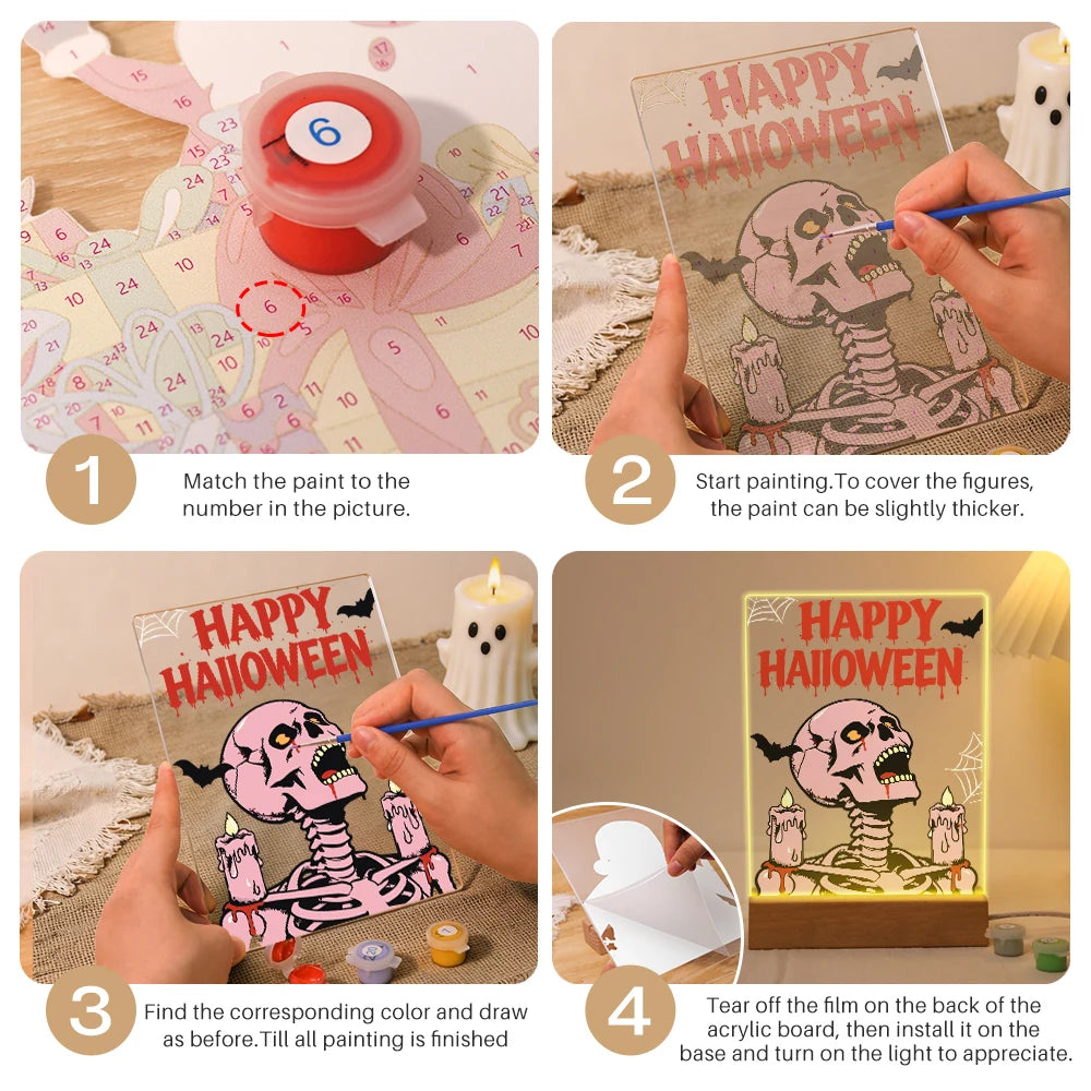 Paint by Numbers - Halloween Light | Screaming Skull with Candles