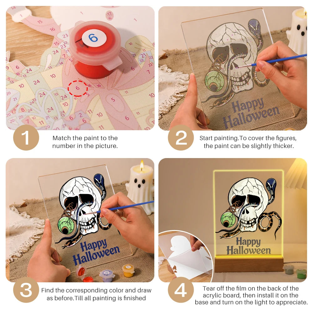 Paint by Numbers - Halloween Light | Skull with Snake and Eye