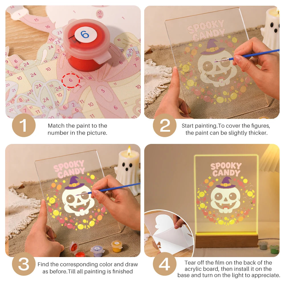 Paint by Numbers - Halloween Light | Spooky Candy Skull