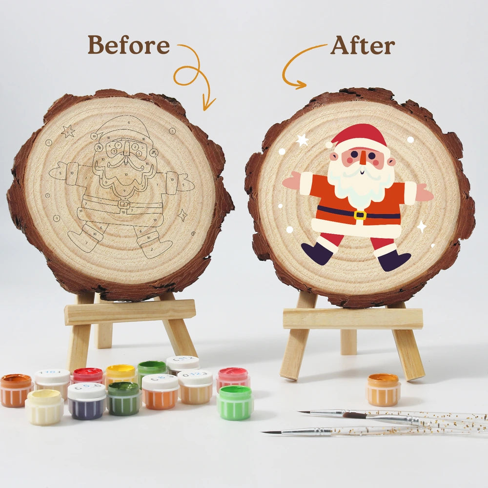 
Paint by Numbers - Wood Slice | Jolly Santa