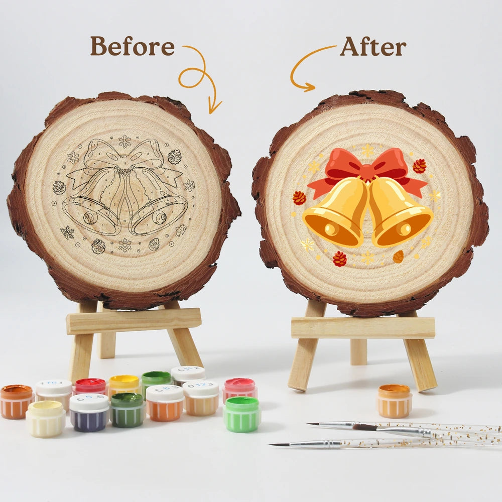 
Paint by Numbers - Wood Slice | Ringing Christmas Bells