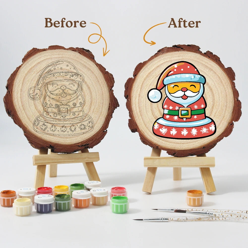 
Paint by Numbers - Wood Slice | Santa Cookie