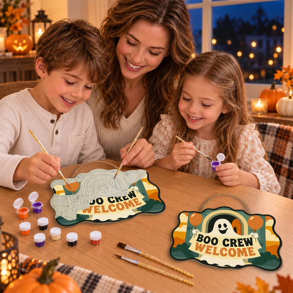 Paint by Numbers - Wooden Door Hanger | Boo Crew Welcome