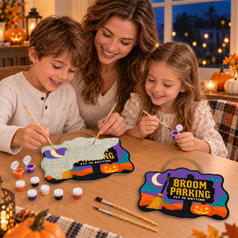 Paint by Numbers - Wooden Door Hanger | Broom Parking