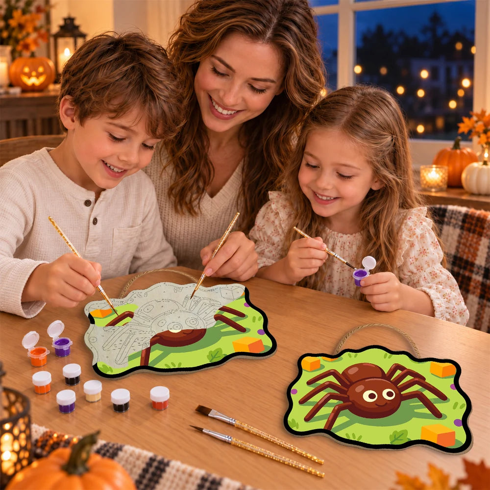 Paint by Numbers - Wooden Door Hanger | Friendly Spider with Candy