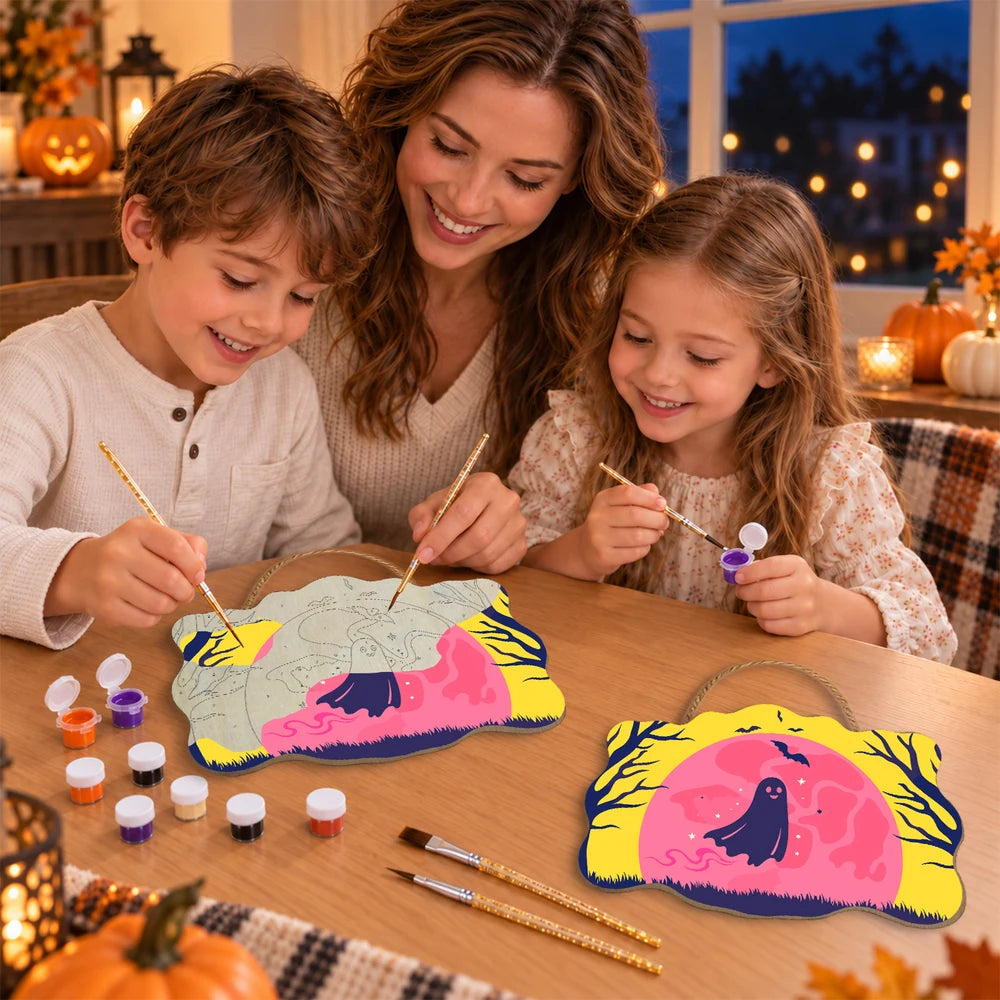 
Paint by Numbers - Wooden Door Hanger | Ghost in the Pink Moon