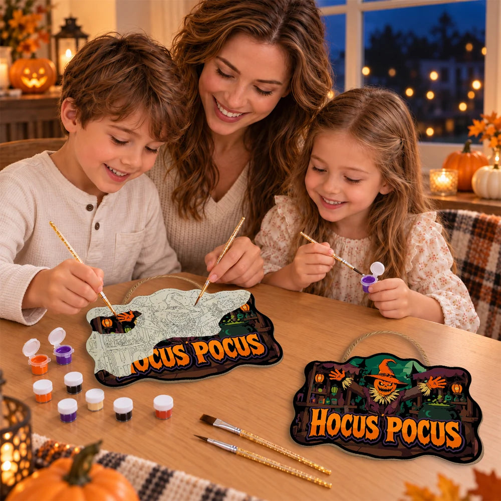 Paint by Numbers - Wooden Door Hanger | Hocus Pocus Scarecrow