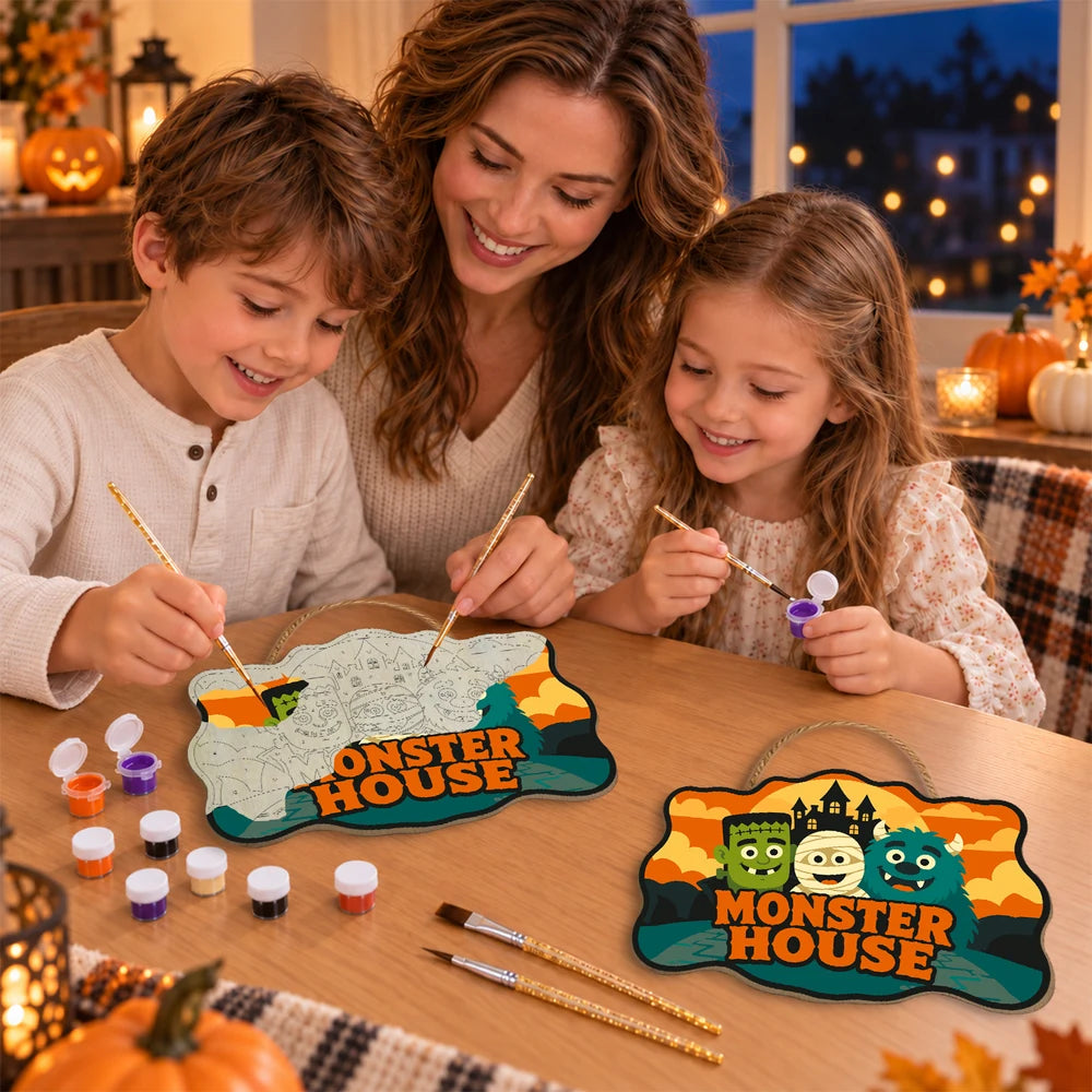 
Paint by Numbers - Wooden Door Hanger | Monster House