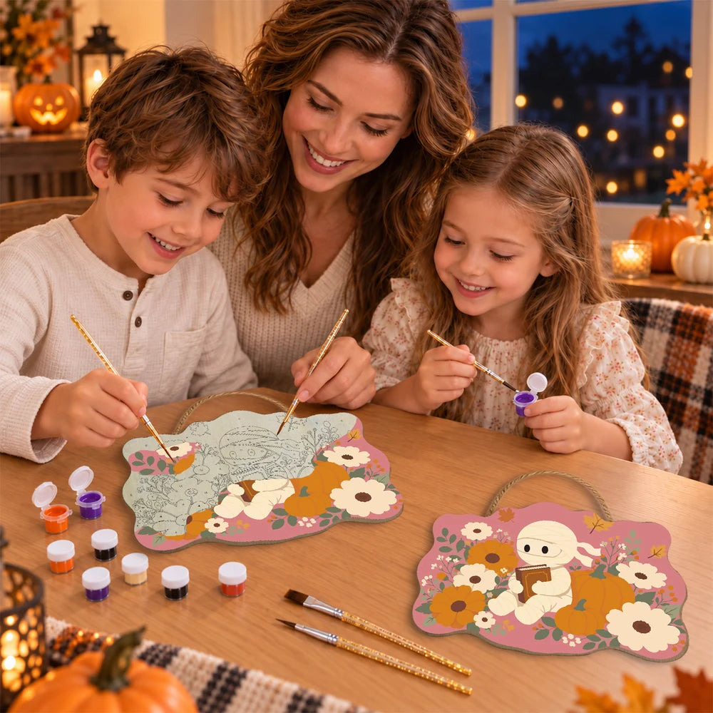 Paint by Numbers - Wooden Door Hanger | Mummy Reading Among Flowers