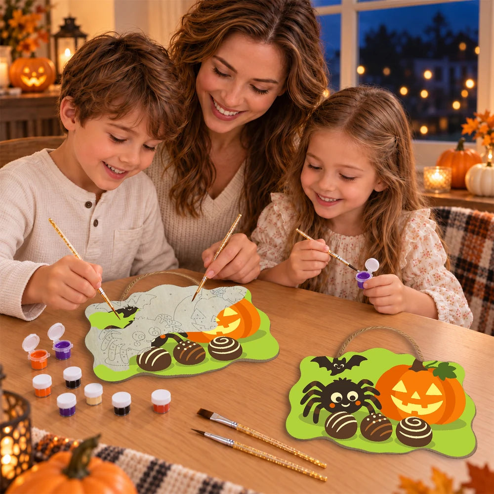 Paint by Numbers - Wooden Door Hanger | Spider with Chocolate Treats
