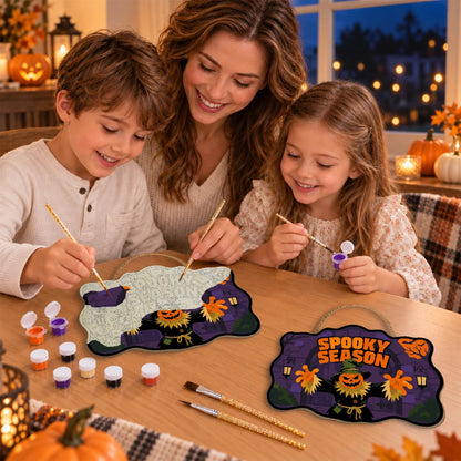 Paint by Numbers - Wooden Door Hanger | Spooky Season Pumpkin Scarecrow