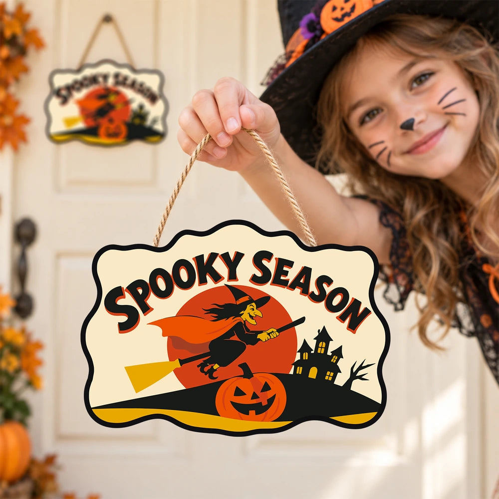 
Paint by Numbers - Wooden Door Hanger | Spooky Season Witch
