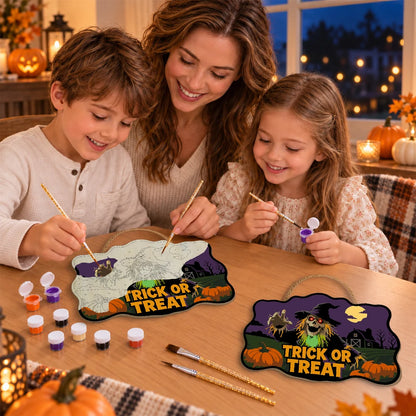 Paint by Numbers - Wooden Door Hanger | Trick or Treat Scarecrow