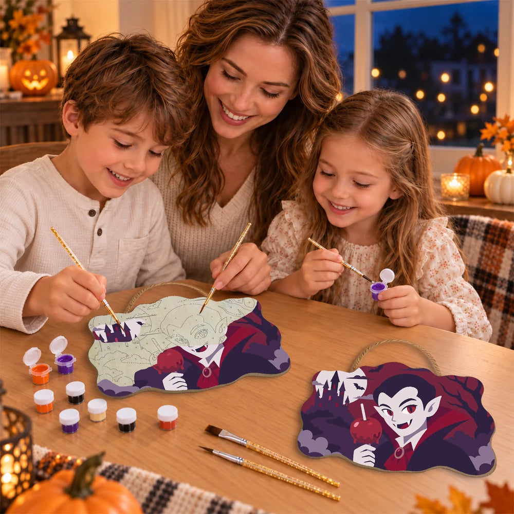 Paint by Numbers - Wooden Door Hanger | Vampire with a Candy Apple
