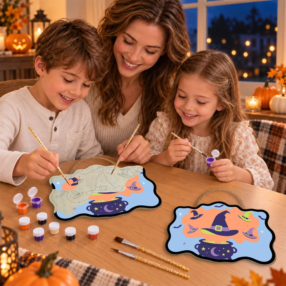 Paint by Numbers - Wooden Door Hanger | Witch Hats from the Cauldron