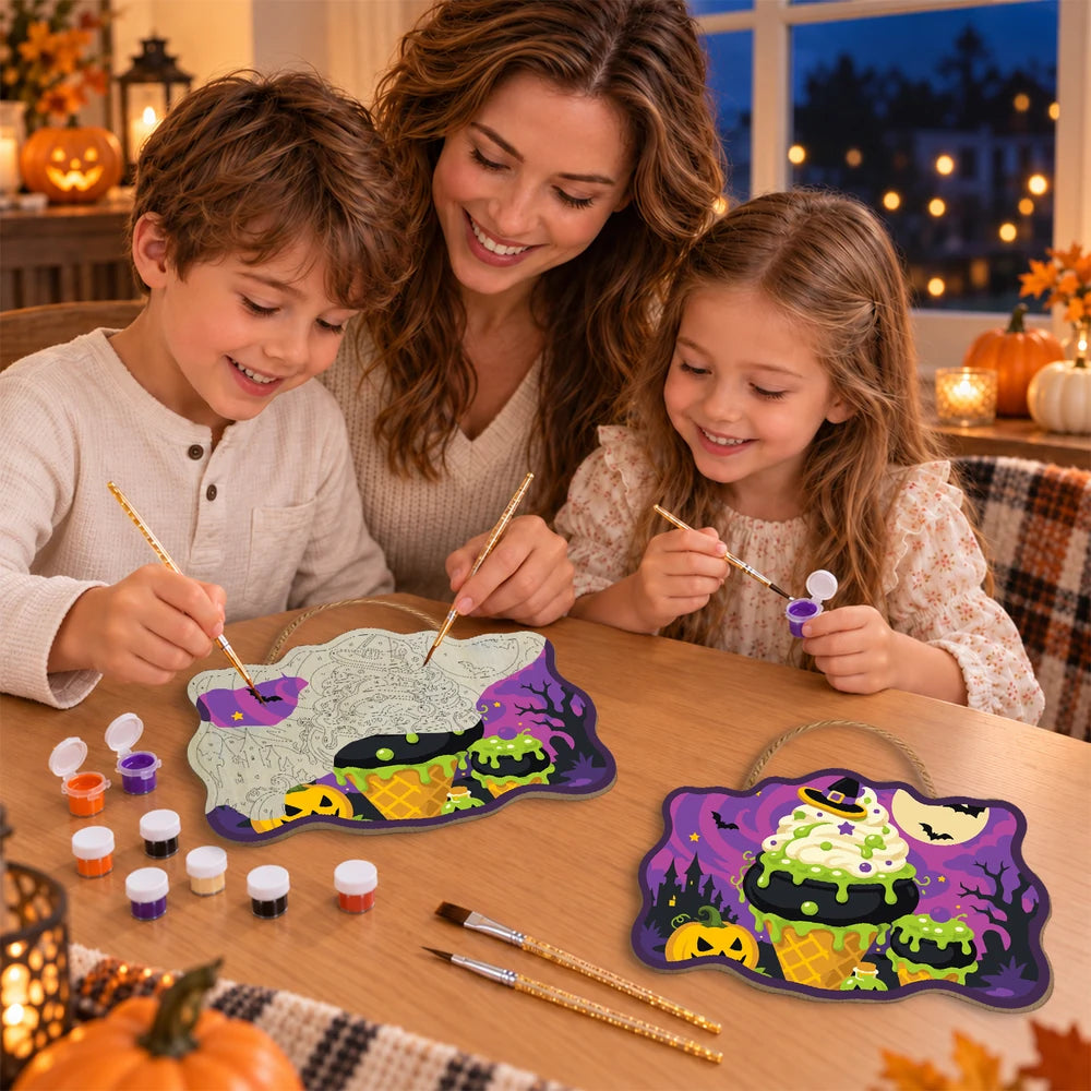 Paint by Numbers - Wooden Door Hanger | Witch's Cauldron Ice Cream