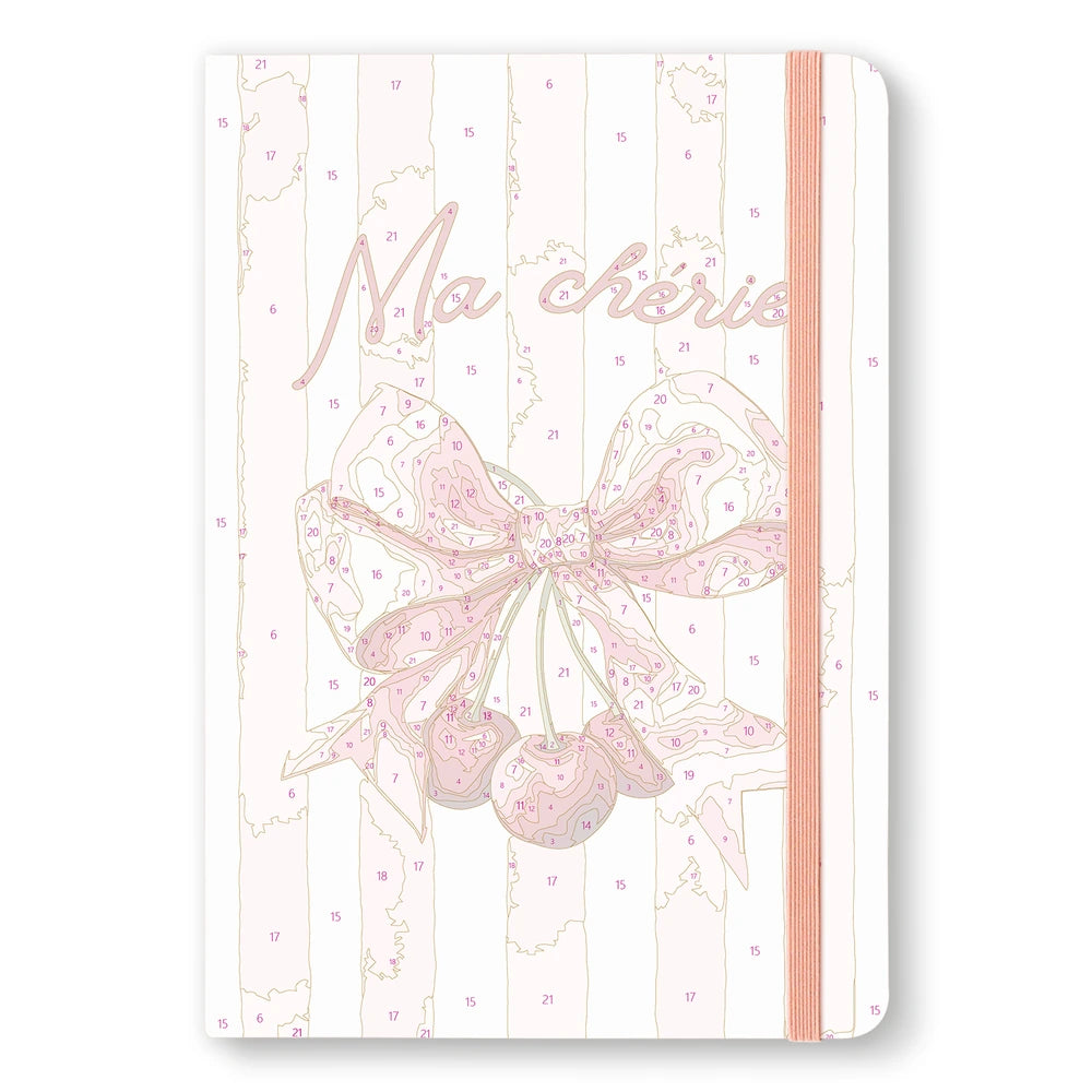 Paint by Numbers Hardcover Journal Notebook - Ma Chérie Cherry Bow