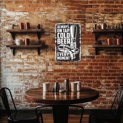 Paint by Numbers – Vintage Metal Bar Art | Cold Beer on Tap (B/W)