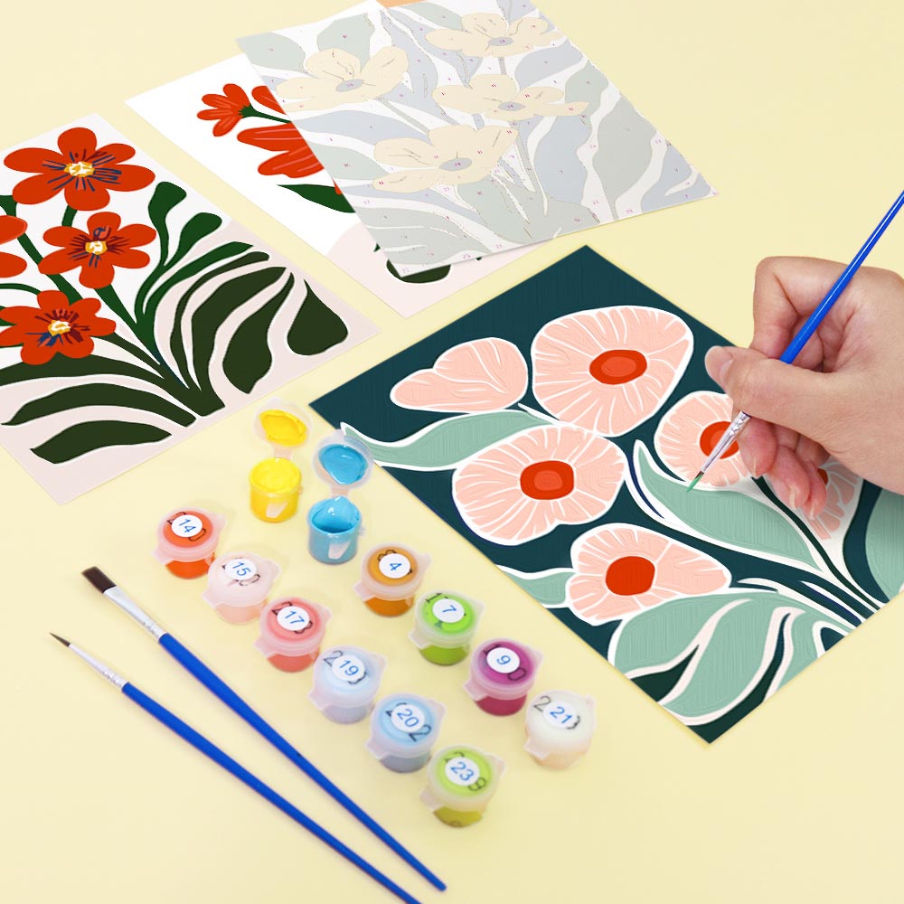 Paint by Numbers – 6 Mini Paintings | Vibrant Floral Garden Set