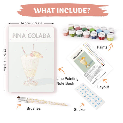 Paint by Numbers Hardcover Journal Notebook - Pina Colada Cocktail