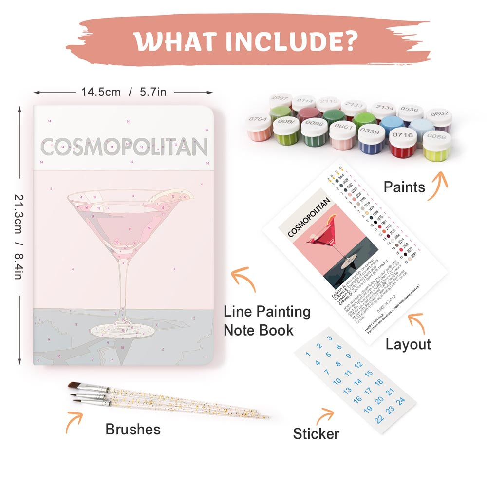 
Paint by Numbers Hardcover Journal Notebook - Cosmopolitan Cocktail