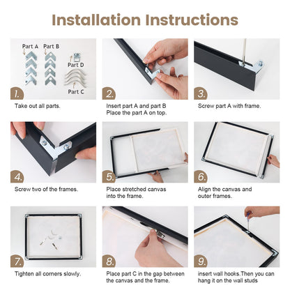 Aluminum DIY Frame – Modern Canvas Display | Multiple Sizes & Colors