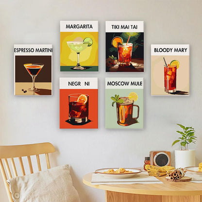 Paint by Numbers – 6 Mini Paintings | Modern Cocktails Set