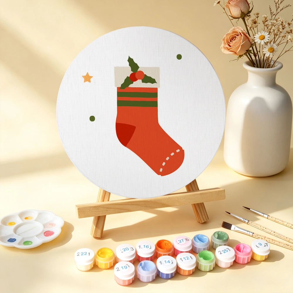 
Paint by Numbers – 6 Mini Paintings | Classic Christmas Symbols (Round)
