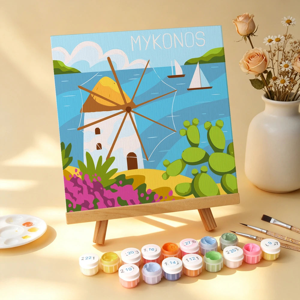 Paint by Numbers – 6 Mini Paintings | European Holiday Postcards (Square)