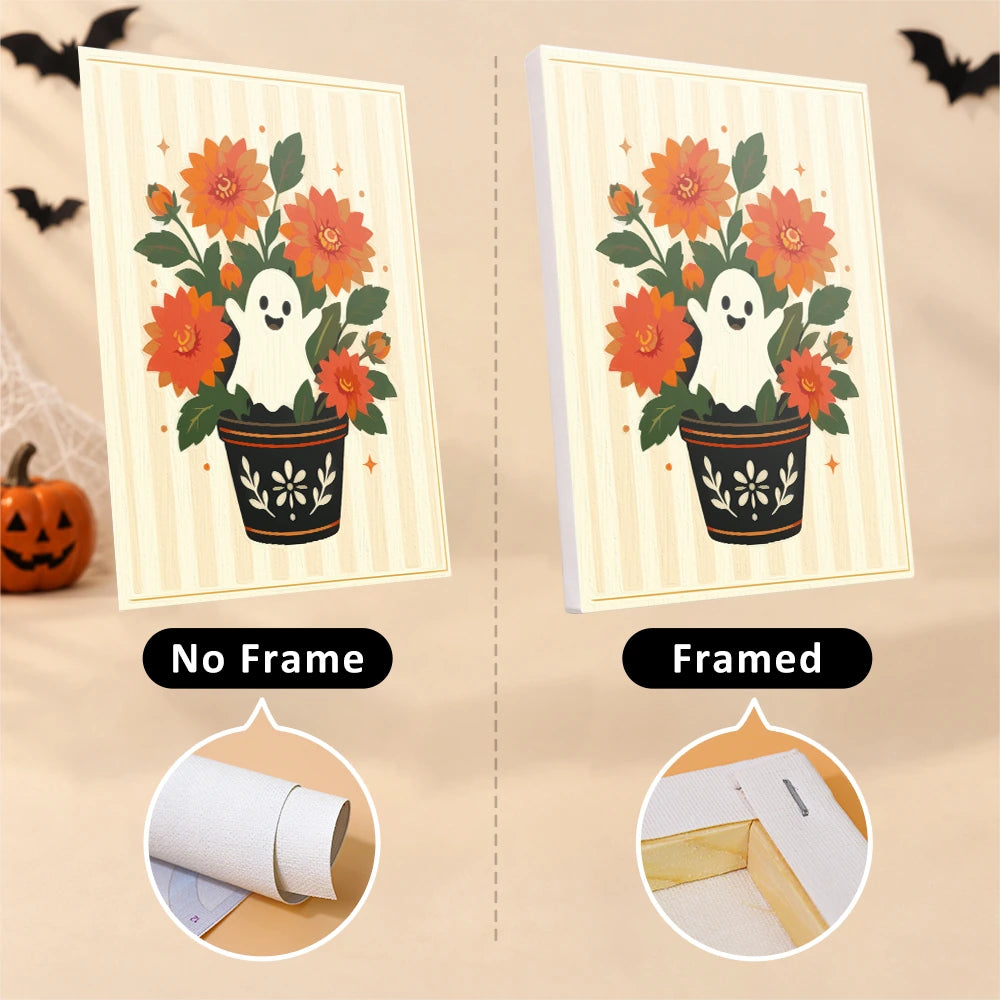 
Paint by Numbers – 6 Mini Paintings | Floral Halloween Cats and Pumpkins Set