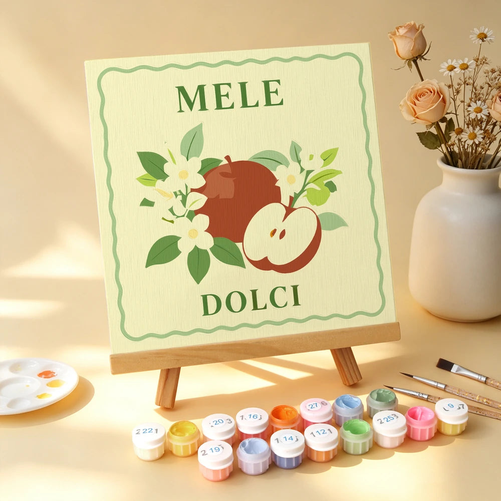 Paint by Numbers – 6 Mini Paintings | Italian Fruit Labels (Square)