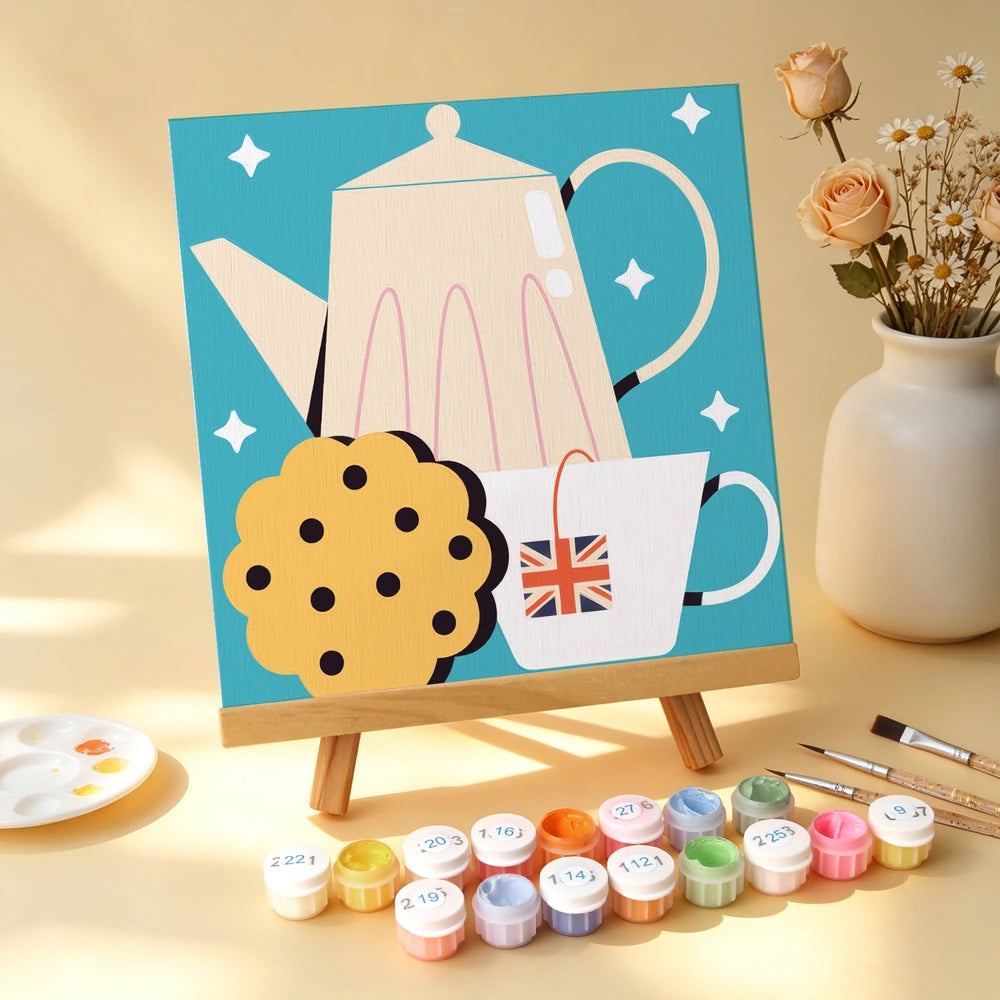 Paint by Numbers – 6 Mini Paintings | London Tea Time Squares (Square)
