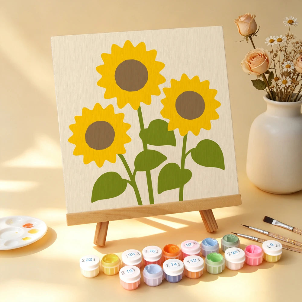 Paint by Numbers – 6 Mini Paintings | Simple Garden Blooms (Square)