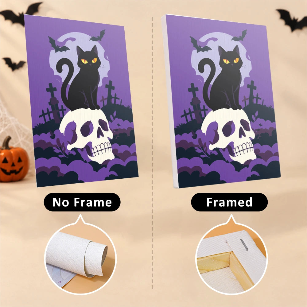 Paint by Numbers – 6 Mini Paintings | Skulls and Pumpkins by Moonlight Set