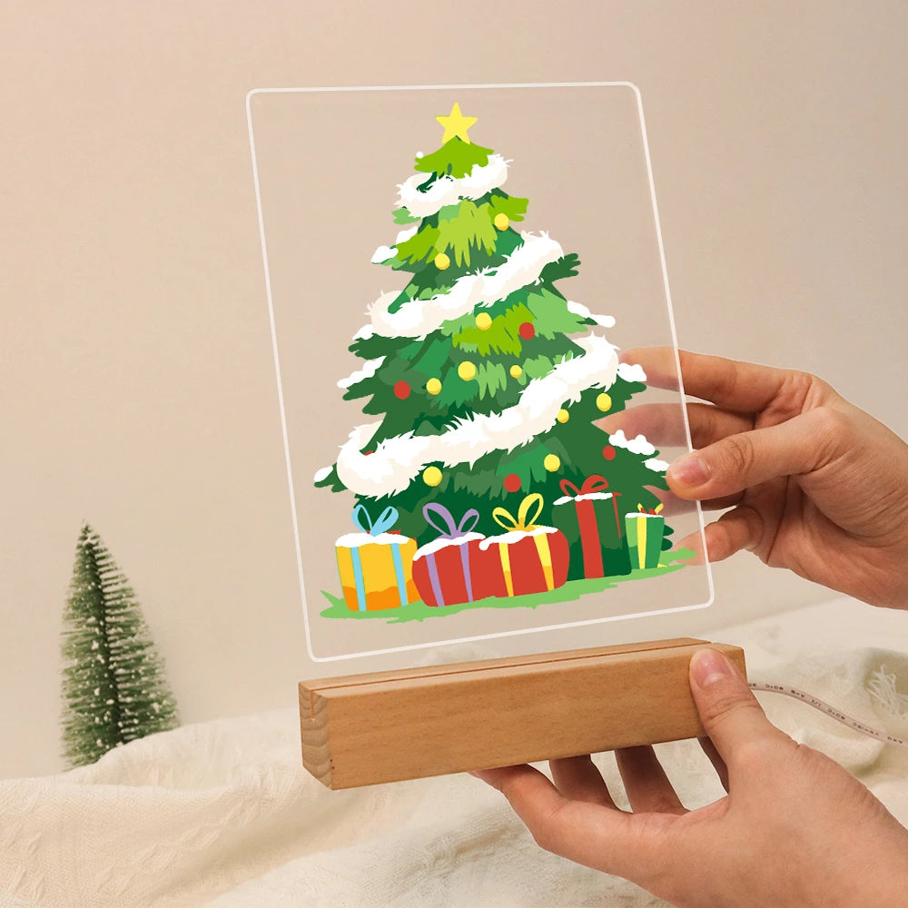 
Paint by Numbers - Christmas Light | Snow-Covered Tree with Presents