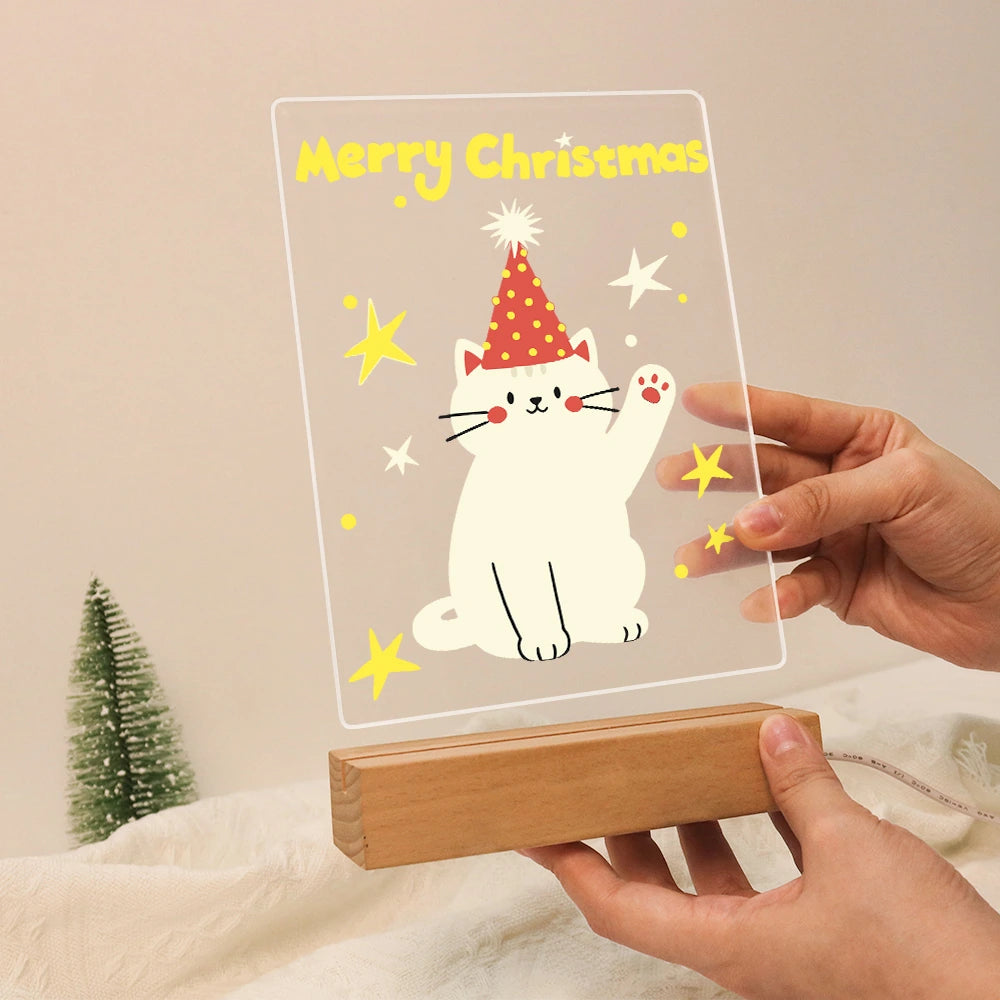 Paint by Numbers - Christmas Light | White Cat in a Party Hat