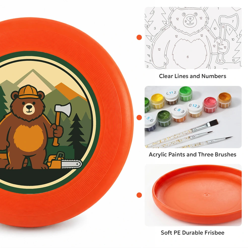 Paint by Numbers - Frisbee | Camping Bear with an Axe