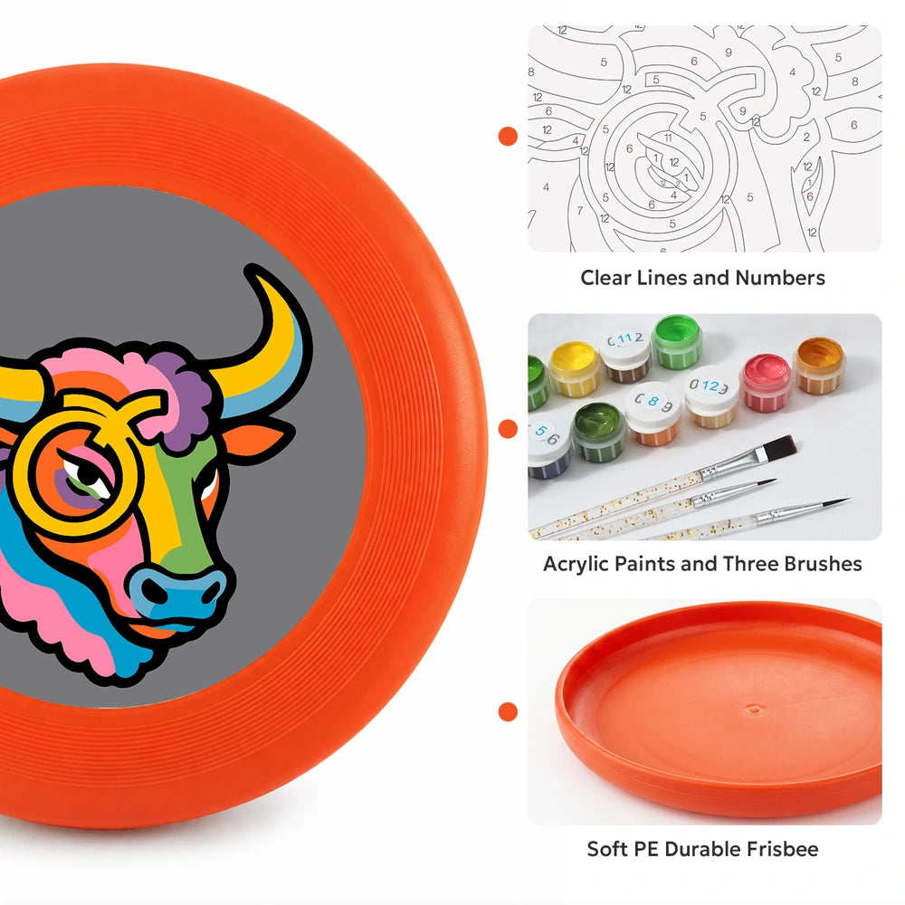 Paint by Numbers - Frisbee | Colorful Bull Head