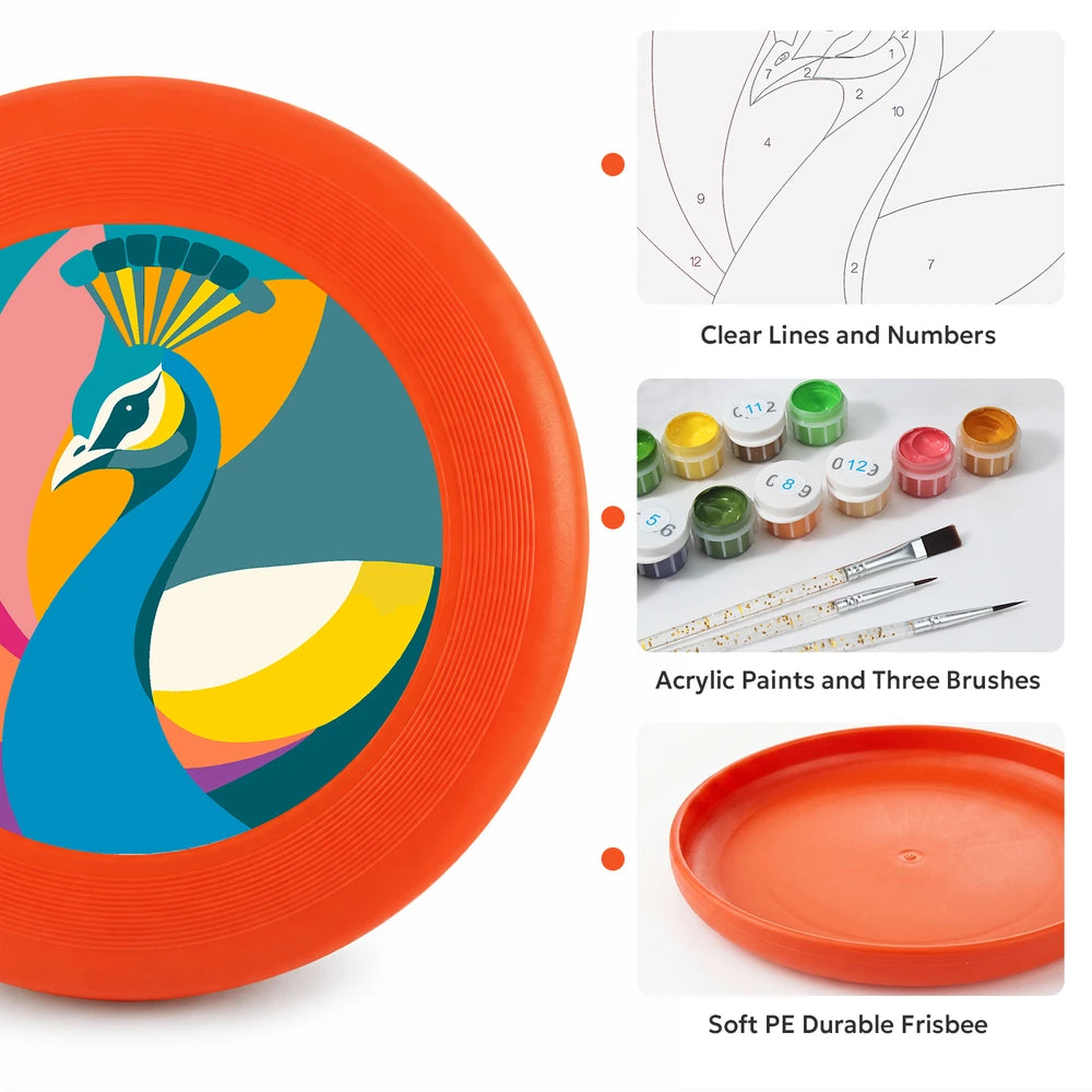 
Paint by Numbers - Frisbee | Colorful Peacock