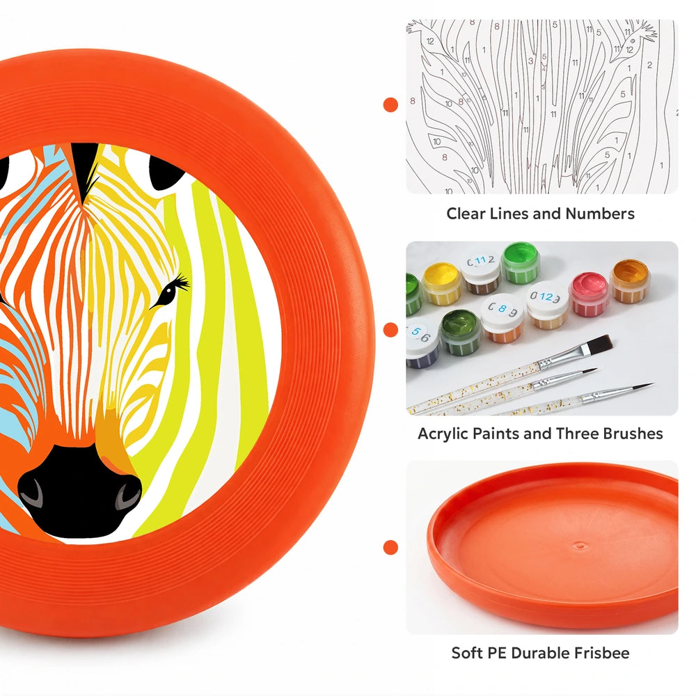 
Paint by Numbers - Frisbee | Colorful Zebra Face