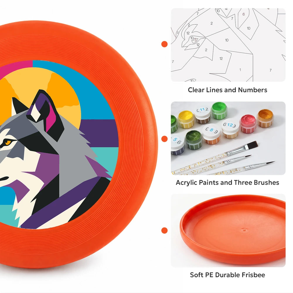 Paint by Numbers - Frisbee | Geometric Wolf Head