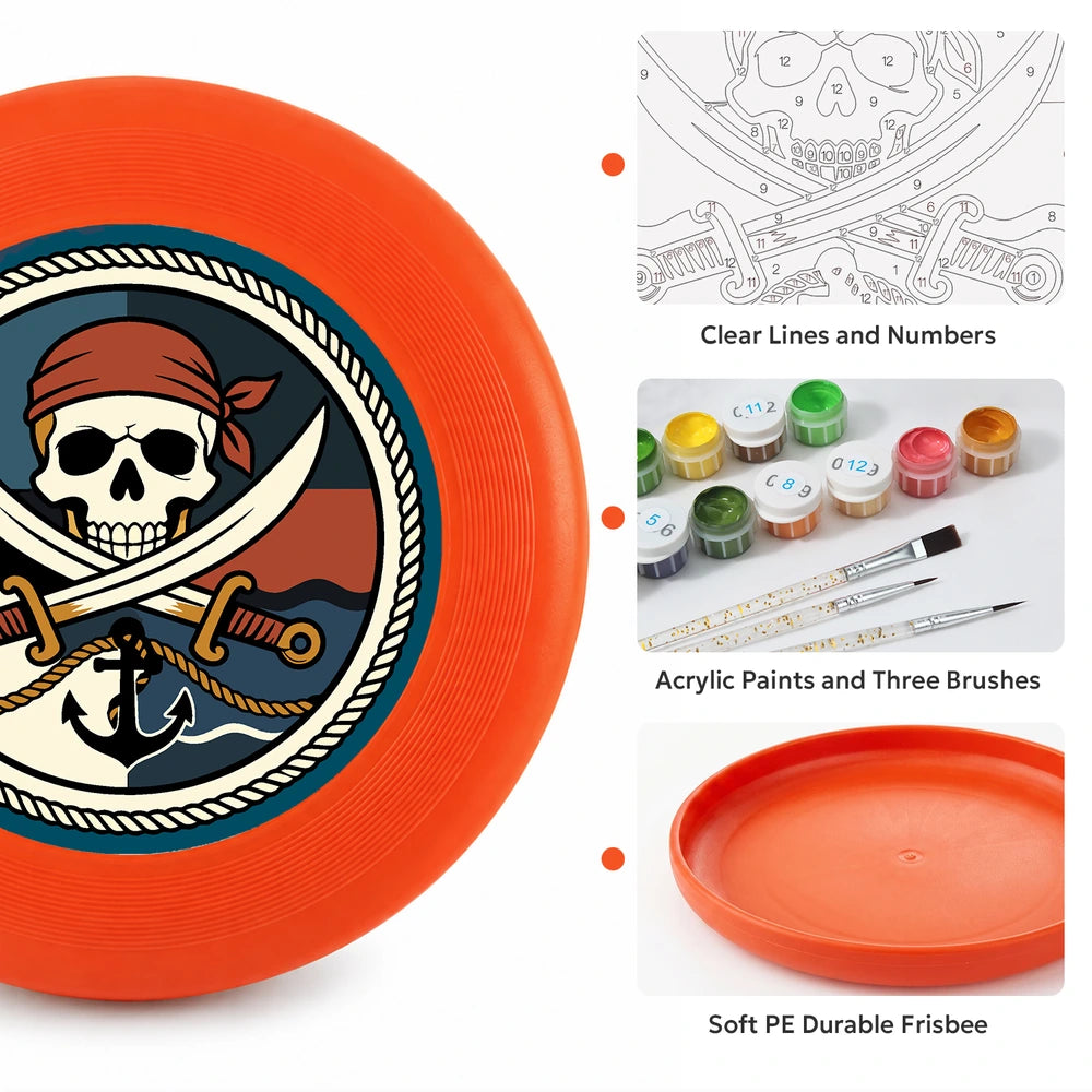 Paint by Numbers - Frisbee | Pirate Skull and Swords