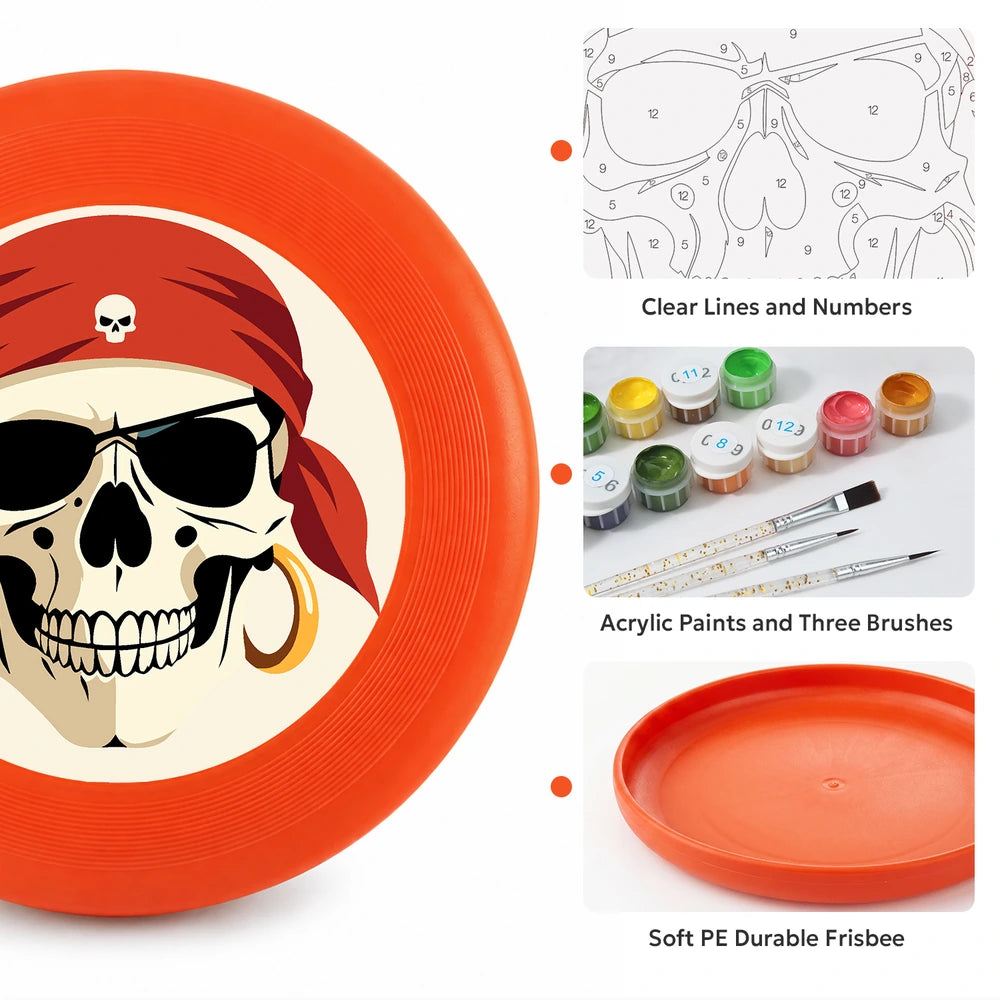 
Paint by Numbers - Frisbee | Pirate Skull in Red