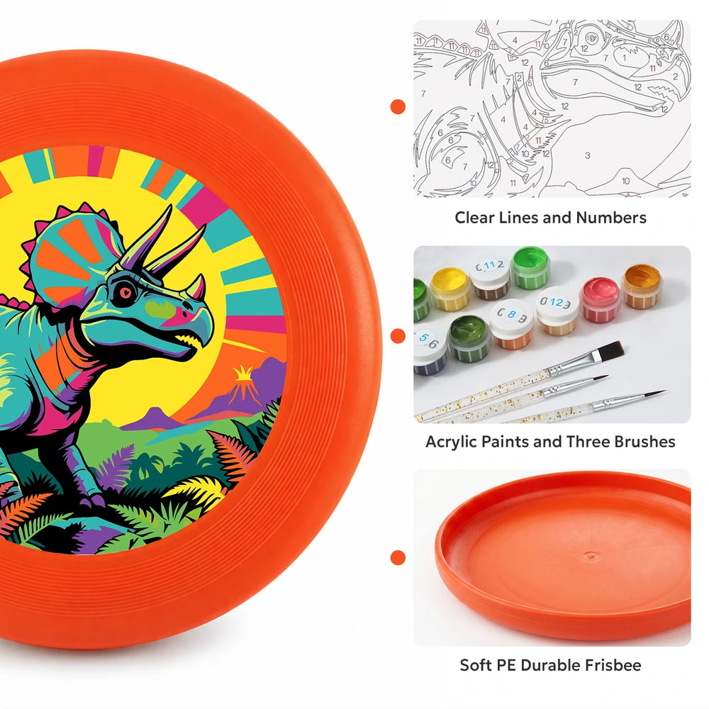
Paint by Numbers - Frisbee | Rainbow Triceratops